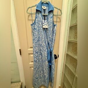 Diane Von Furstenberg for Target Blue and White racerback Dress NWT Size Large